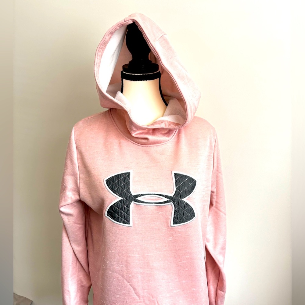 UNDER AMOUR WOMENS PINK LONG SLEEVE PULL ON HOODIE POLYESTER PULL ON. SZ M - Picture 3 of 12